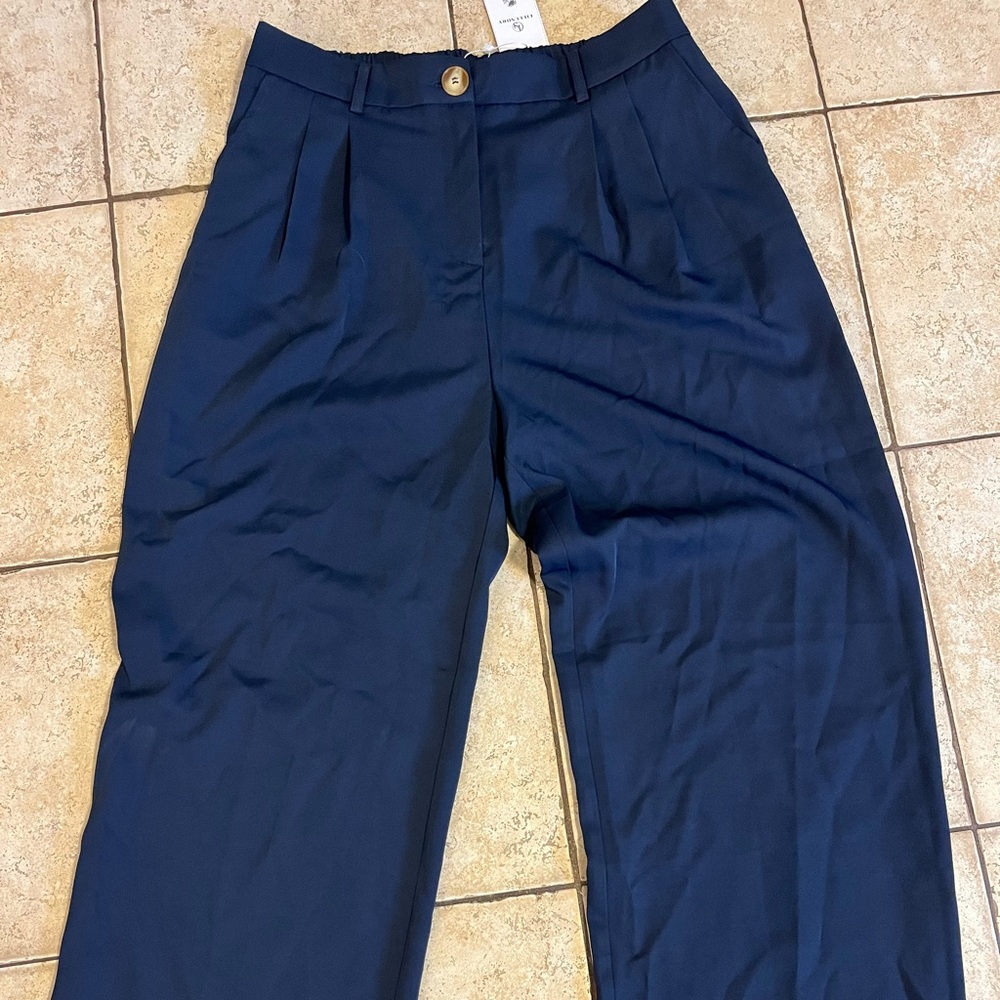 Navy Blue Wide-Leg Pants